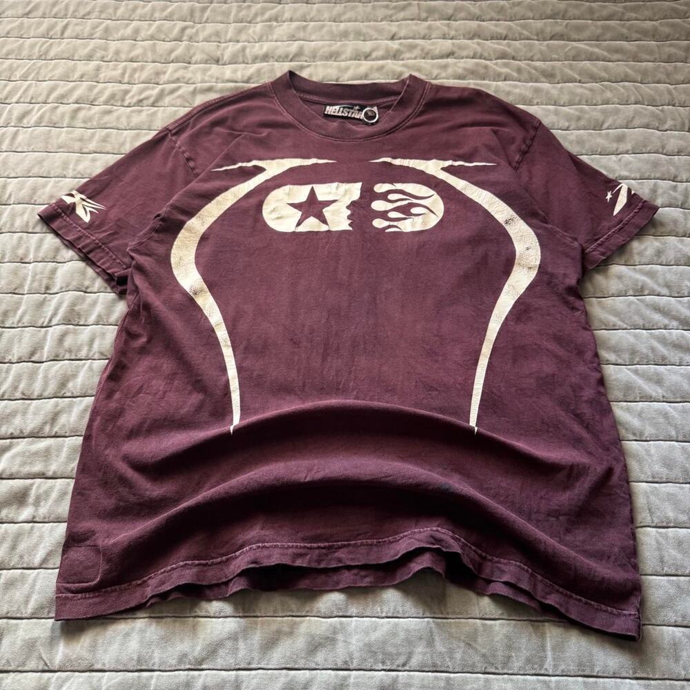 AUTHENTIC Hellstar Sports Shirt in Maroon/Brown. Medium